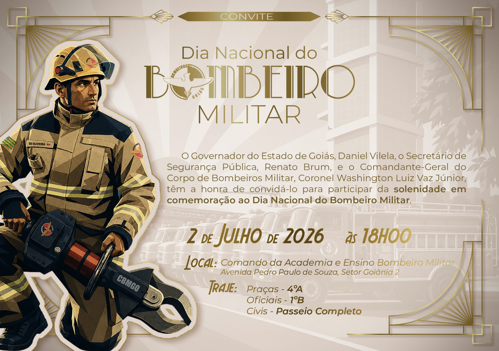 CBMGO Celebra o Dia Nacional do Bombeiro com Entrega da Medalha Dom Pedro II